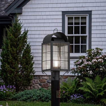 Durham Post Lantern shown in the Matte Black finish with a Seedy shade - 9120-H-BK-SDY-C 2