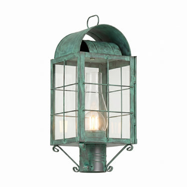 Durham Post Lantern shown in the Verde Green finish with a Clear shade - 9120-H-VG-CL-C
