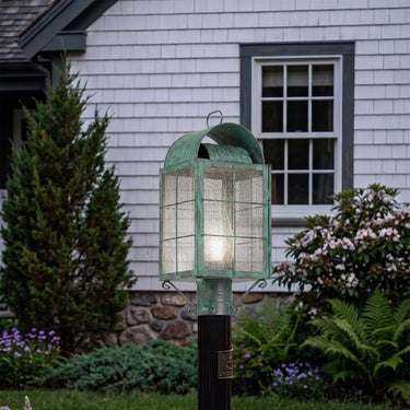 Durham Post Lantern shown in the Verde Green finish with a Seedy shade - 9120-H-VG-SDY-C 2