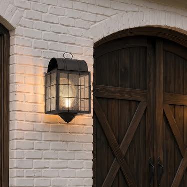 Durham Sconce shown in the Matte Black finish with a Seedy shade - 9111-H-BK-SDY-C 2