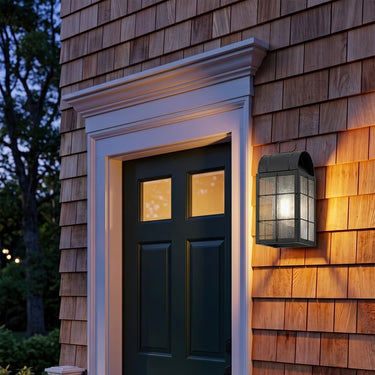 Durham Sconce shown in the Matte Black finish with a Seedy shade - 9121-H-BK-SDY 2