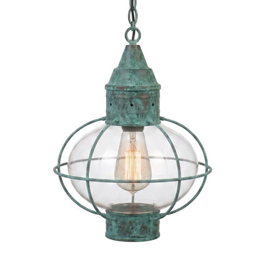 Ellington Pendant shown in the Verde Green finish with a Clear shade - 9612-VG-CL
