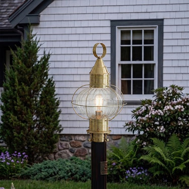 Ellington Post Lantern shown in the Antique Brass finish with a Optic shade - 9610-AB-OPT 2