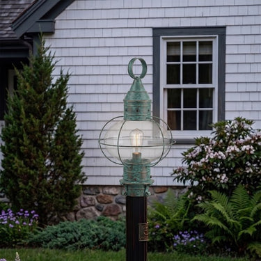 Ellington Post Lantern shown in the Verde Green finish with a Clear shade - 9610-VG-CL 2