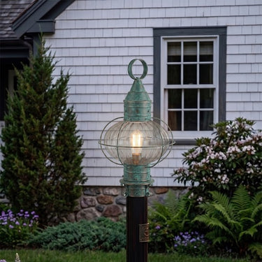 Ellington Post Lantern shown in the Verde Green finish with a Optic shade - 9610-VG-OPT 2