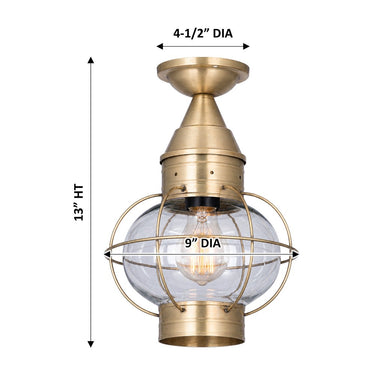Ellington Semi Flush shown in the Antique Brass finish with a Clear shade - 9623-AB-CL 1