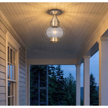 Ellington Semi Flush shown in the Antique Brass finish with a Optic shade - 9623-AB-OPT 2