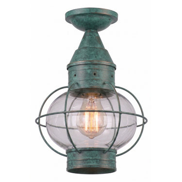 Ellington Semi Flush shown in the Verde Green finish with a Clear shade - 9623-VG-CL