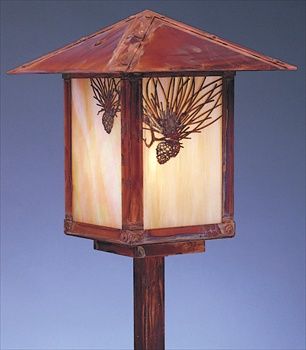 ESP-9 Arroyo Craftsman Evergreen Large Outdoor Path Light with T-Bar Overlay - Crescent Harbor