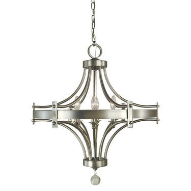 Framburg 4920 SP/PN Regent 6-Light Chandelier in Satin Pewter with Polished Nickel Accents
