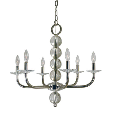 Framburg 4966 PN Glamour 6-Light Chandelier in Polished Nickel