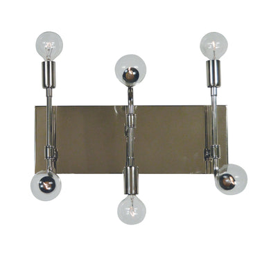 Framburg 5018 PN/MBLACK Fusion 6-Light Sconce in Polished Nickel with Matte Black Accents