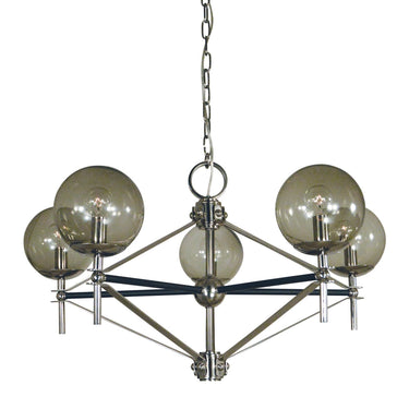 Framburg 5065 PN/MBLACK Calista 5-Light Dining Chandelier in Polished Nickel with Matte Black Accents