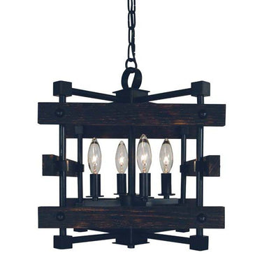 Framburg 5270 MBLACK Rustic Chic 4-Light Dual Mount Chandelier in Matte Black - Crescent Harbor
