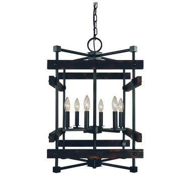 Framburg 5276 MBLACK Rustic Chic 6-Light Dining Chandelier in Matte Black - Crescent Harbor