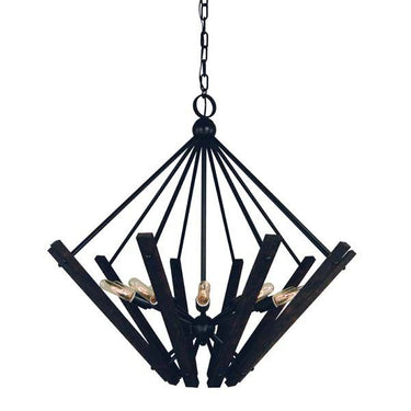 Framburg 5280 MBLACK Rustic Chic 10-Light Chandelier in Matte Black - Crescent Harbor