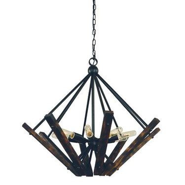 Framburg 5288 MBLACK Rustic Chic 8-Light Dining Chandelier in Matte Black - Crescent Harbor