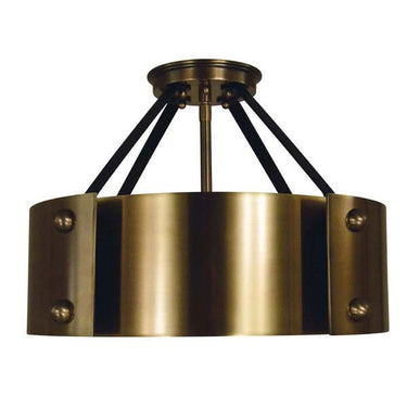 Framburg 5290 AB/MBLACK Lasalle 6-Light Semi Flush Mount in Antique Brass with Matte Black Accents - Crescent Harbor