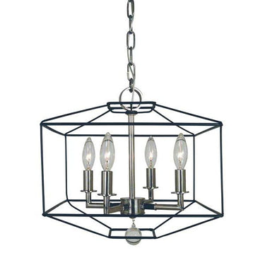 Framburg 5304 MBLACK/PN Isabella 4-Light Dual Mount Chandelier in Polished Nickel with Matte Black Accents - Crescent Harbor