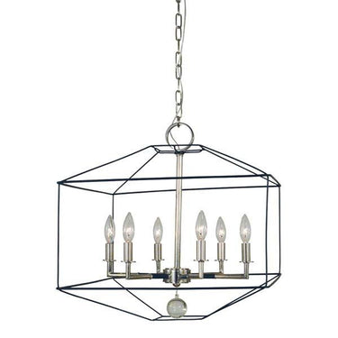 Framburg 5306 MBLACK/PN Isabella 6-Light Dining Chandelier in Polished Nickel with Matte Black Accents - Crescent Harbor