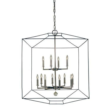 Framburg 5308 MBLACK/PN Isabella 12-Light Chandelier in Polished Nickel with Matte Black Accents - Crescent Harbor