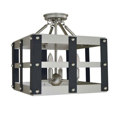 Framburg 5342 SP/MBLACK Metro Artisan 4-Light Semi-Flush Mount in Satin Pewter/Matte Black - Crescent Harbor