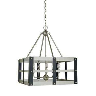 Framburg 5346 SP/MBLACK Metro Artisan 5-Light Dining Chandelier in Satin Pewter/Matte Black - Crescent Harbor