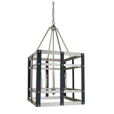 Framburg 5347 SP/MBLACK Metro Artisan 5-Light Dining Chandelier in Satin Pewter/Matte Black - Crescent Harbor