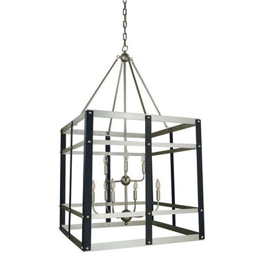 Framburg 5349 SP/MBLACK Metro Artisan 9-Light Foyer Chandelier in Satin Pewter/Matte Black - Crescent Harbor