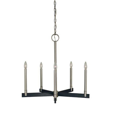 Framburg 5355 BN/MBLACK Jessica 5-Light Dining Chandelier in Brushed Nickel/Matte Black - Crescent Harbor
