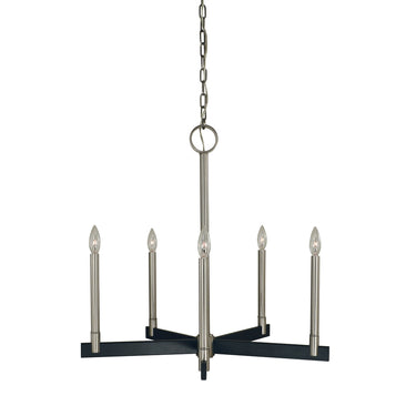Framburg 5355 BN/MBLACK Jessica 5-Light Dining Chandelier in Brushed Nickel/Matte Black