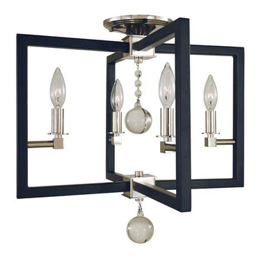 Framburg 5363 PN/MBLACK Minimalist Elegant 4-Light Semi-Flush Mount in Polished Nickel/Matte Black - Crescent Harbor