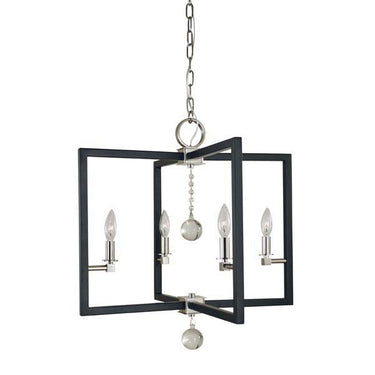 Framburg 5364 PN/MBLACK Minimalist Elegant 4-Light Dining Chandelier in Polished Nickel/Matte Black - Crescent Harbor