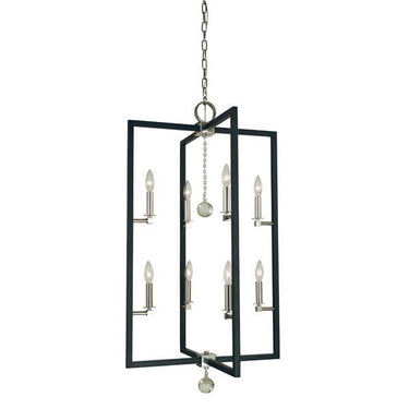 Framburg 5368 PN/MBLACK Minimalist Elegant 8-Light Foyer Chandelier in Polished Nickel/Matte Black - Crescent Harbor