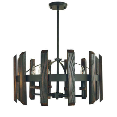 Framburg 5375 MBLACK Modern Farmhouse 6-Light Dining Chandelier in Matte Black - Crescent Harbor