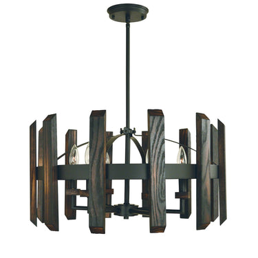 Framburg 5375 MBLACK Modern Farmhouse 6-Light Dining Chandelier in Matte Black