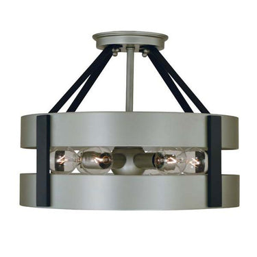 Framburg 5382 SP/MBLACK Orion 6-Light Semi-Flush Mount in Satin Pewter/Matte Black - Crescent Harbor