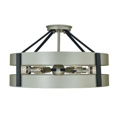 Framburg 5384 SP/MBLACK Orion 6-Light Semi-Flush Mount in Satin Pewter/Matte Black - Crescent Harbor