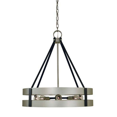 Framburg 5386 SP/MBLACK Orion 8-Light Dining Chandelier in Satin Pewter/Matte Black - Crescent Harbor