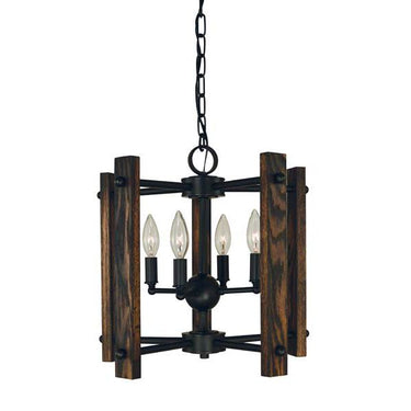 Framburg 5400 MBLACK Modern Farmhouse 4-Light Dual Mount Chandelier in Matte Black - Crescent Harbor