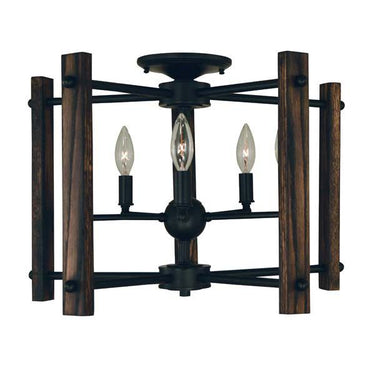 Framburg 5401 MBLACK Modern Farmhouse 5-Light Semi-Flush Mount in Matte Black - Crescent Harbor