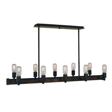 Framburg 5402 MBLACK Modern Farmhouse 10-Light Island Chandelier in Matte Black - Crescent Harbor
