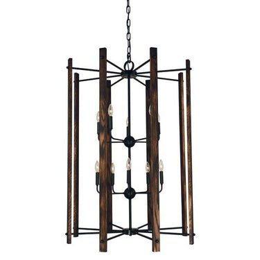 Framburg 5408 MBLACK Modern Farmhouse 10-Light Foyer Chandelier in Matte Black - Crescent Harbor
