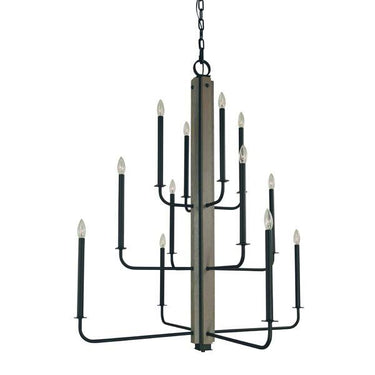 Framburg 5412 MBLACK Loft 12-Light Foyer Chandelier in Matte Black - Crescent Harbor