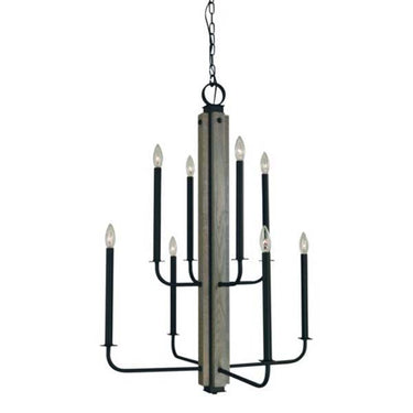 Framburg 5418 MBLACK Loft 8-Light Foyer Chandelier in Matte Black - Crescent Harbor
