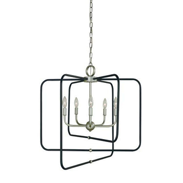 Framburg 5425 SP/MBLACK Montrose 5-Light Dining Chandelier in Satin Pewter With Matte Black - Crescent Harbor