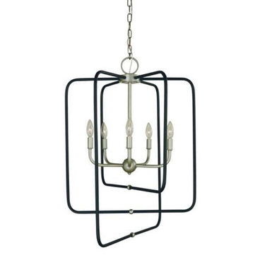 Framburg 5427 SP/MBLACK Montrose 5-Light Foyer Chandelier in Satin Pewter With Matte Black - Crescent Harbor