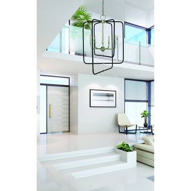 Framburg 5427 SP/MBLACK Montrose 5-Light Foyer Chandelier in Satin Pewter With Matte Black 1