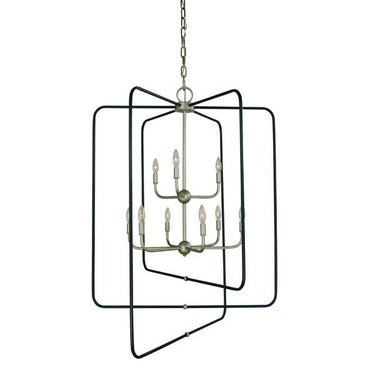 Framburg 5429 SP/MBLACK Montrose 9-Light Foyer Chandelier in Satin Pewter With Matte Black - Crescent Harbor