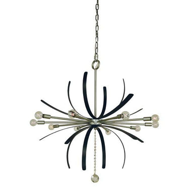 Framburg 5432 SP/MBLACK Victoria 10-Light Dining Chandelier in Satin Pewter With Matte Black - Crescent Harbor